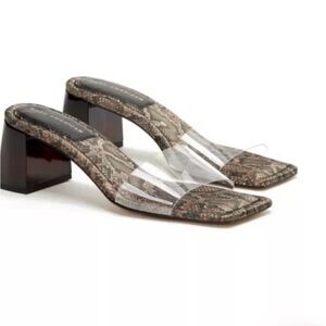 Good American Women's Snake Print Animal Print Black & Brown Heels Size 9